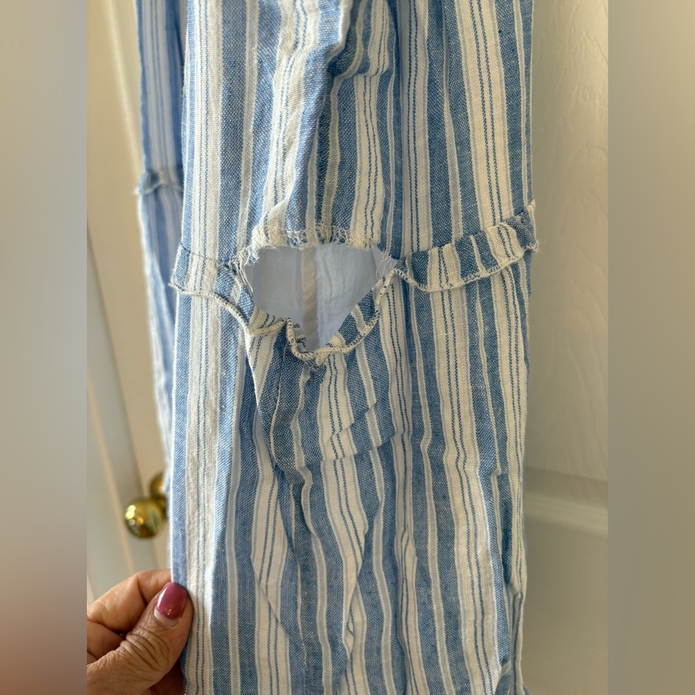 Rails Amelia Linen Blend Blue Striped Midi Dress XL *READ DESCRIPTION* *FLAW* - Picture 8 of 10